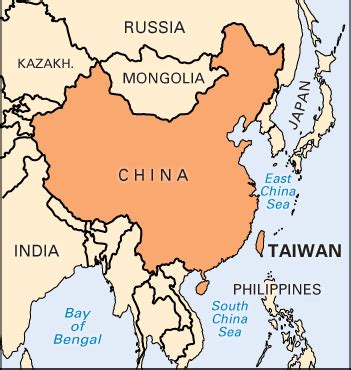 World Map Of China And Taiwan