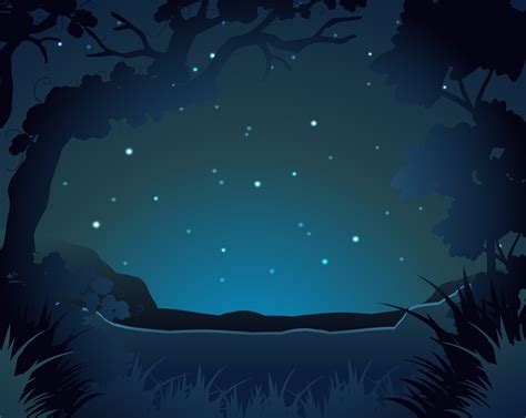 Forest scene at night 295136 Vector Art at Vecteezy