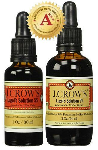 J.CROW'S® Lugol's Solution of Iodine 5% 1 oz Bottle + 2% 2 oz Bottle | eBay