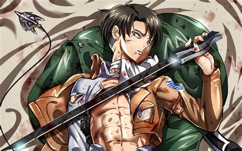 Download wallpapers 4k, Levi Ackerman, sword, Attack on Titan, artwork ...