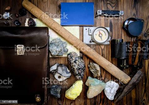 Geological Fieldwork Tools Field Vintage Geology Concept Stock Photo ...