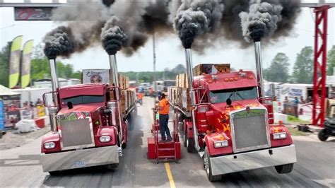 SEMI TRUCKS Drag Racing with 120,000 lbs Trailers!