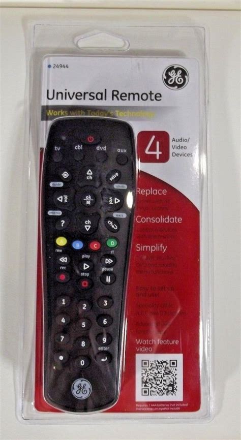 GE Universal Remote Control 4 Device Model #24944 Factory Sealed