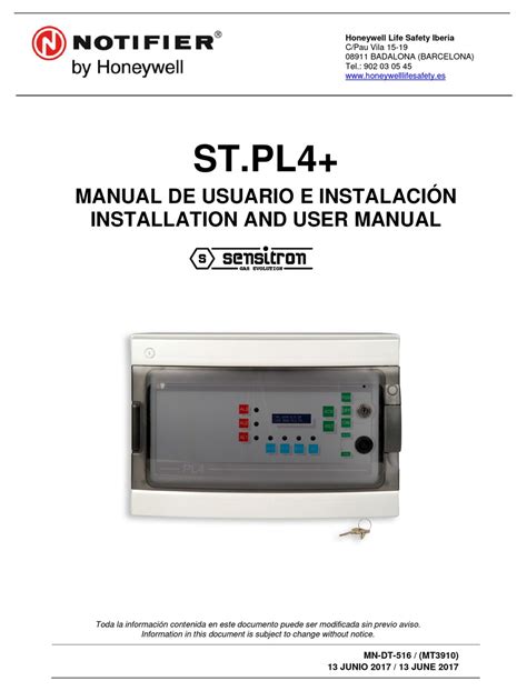 HONEYWELL NOTIFIER ST.PL4+ INSTALLATION AND USER MANUAL Pdf Download ...