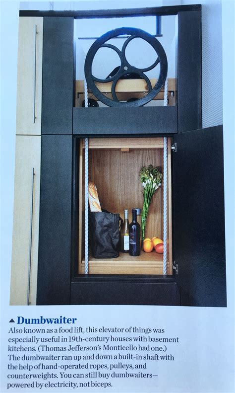 Dumbwaiter cool idea for groceries, etc. love seeing the wheel ...