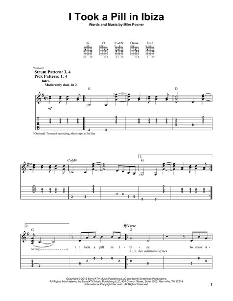 I Took A Pill In Ibiza | Sheet Music Direct