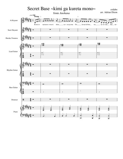 Secret Base Sheet music for Piano, Vocals, Guitar, Bass guitar & more ...