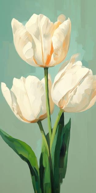 Premium AI Image | White Tulips In Digital Painting A Plein Air Masterpiece