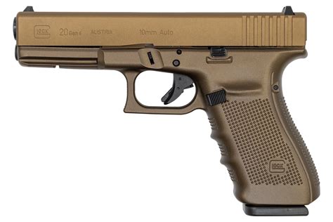 Glock 20 Gen4 10mm Pistol with Cerakote Burnt Bronze Slide and Cerakote ...