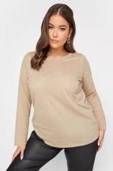 YOURS Curve Plus Size 3 PACK Beige Brown & Pink Long Sleeve Tops ...