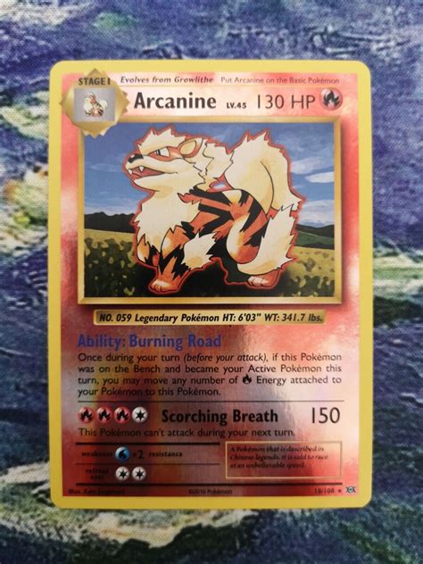 Arcanine pokemon card. Rare Reverse Holo 18/108. XY Evolutions MINT ...