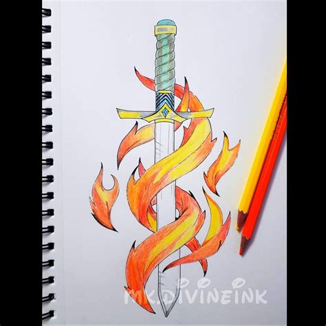 Sword fire flames - Tattoo idea INSTAGRAM: www.instagram.com/mk ...