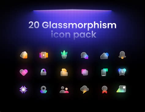 20 glassmorphism icon pack