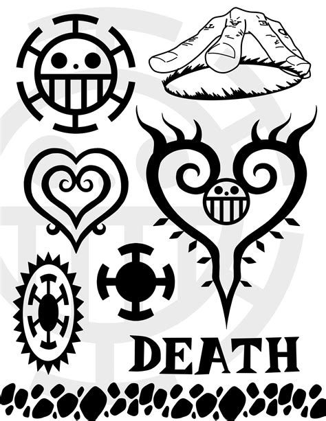 Trafalgar Law Heart Pirates Tattoos Bundle 9 Files SVG Digital File ...