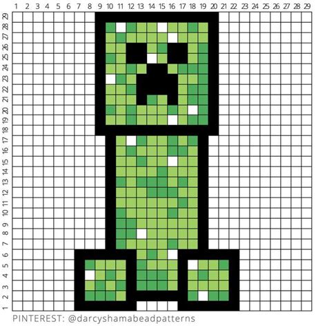 Minecraft Creeper Pattern #29x29 | Bügelperlen vorlagen ...