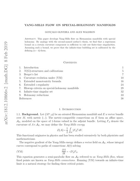 (PDF) Yang-Mills flow on special-holonomy manifolds