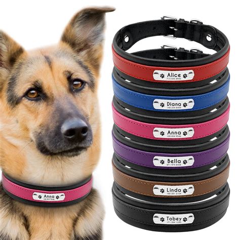 Personalized Dog Collar Leather Collar For Medium Large Dogs Engraved ...