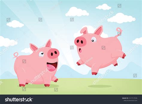 vector cartoon of two pigs - Royalty Free Stock Vector 1517717576 ...