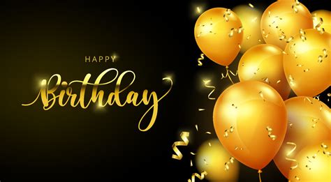 Birthday balloons vector banner template. Happy birthday greeting text ...