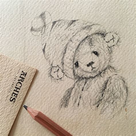 Drawing of an artist teddy bear with pencil | Милые рисунки ...