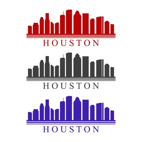 Houston skyline illustrated on white background 3337058 Vector Art at ...