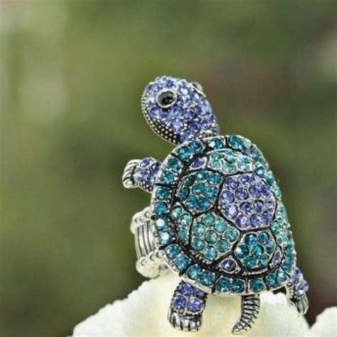 Big Turtle Ring Crystal Ring Multi Color Ring Turtle Rhinestone Ring ...