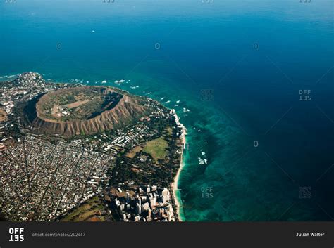 Aerial view of Honolulu and the Diamond Head, Oahu Island, Hawaii stock ...