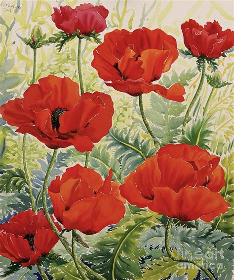 Large Red Poppies Painting by Christopher Ryland