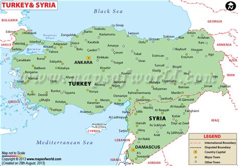 Map of Syria and Turkey