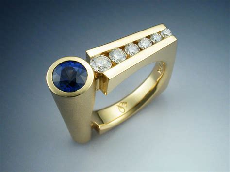 18k Gold Contemporary Sapphire & Diamond Ring - Metamorphosis Jewelry ...