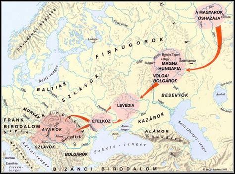 Map of the Hungarian migration to Europe. In the picture you can see ...