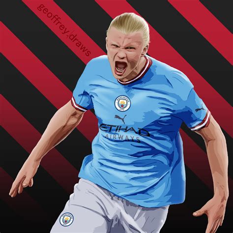 a digital illustration of Haaland in City's colours that I did! : r/MCFC