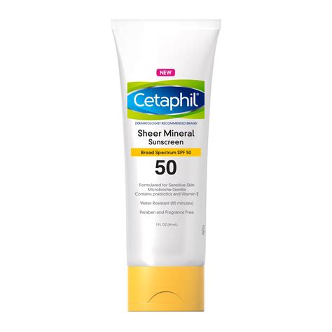 Cetaphil Sheer Sunscreen Lotion for Face & Body, SPF 50, 100% Mineral ...