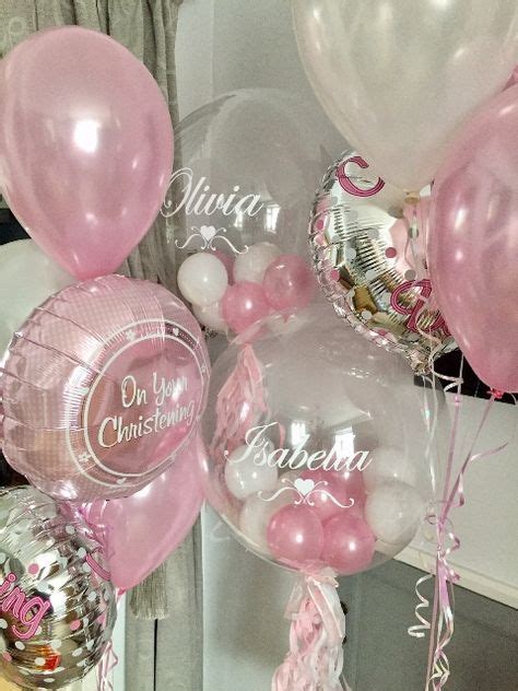 Pink Christening balloon bouquets. | Personalized balloons, Christening ...