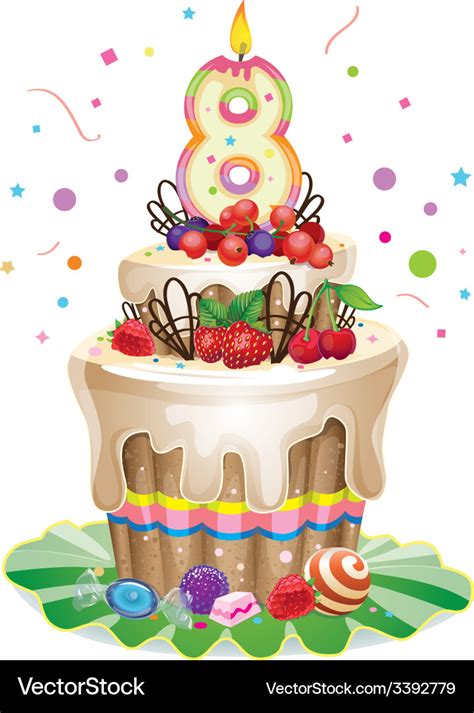 Happy birthday cake 8 Royalty Free Vector Image