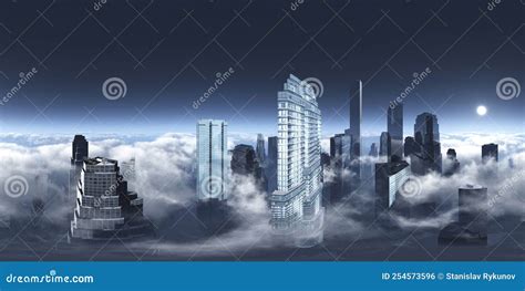 Skyscrapers in a Modern City, HDRI Stock Illustration - Illustration of ...