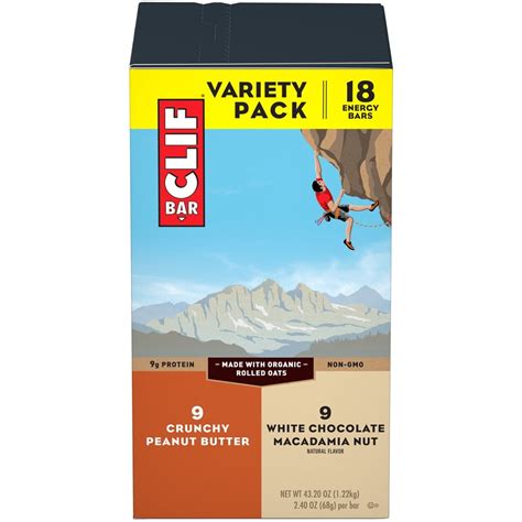 CLIF Bar Energy Bars, Variety Pack, Crunchy Peanut Butter, White ...