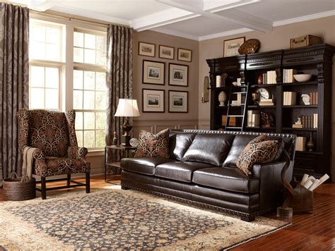 Dark Brown Leather Sofa with Nailhead Trim - Contemporary - Living Room ...