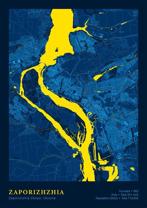 Map of the City of Zaporizhzhia, Ukraine Stock Vector - Illustration of ...