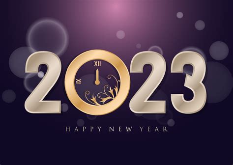 2023 Happy New Year background. Vintage bokeh lights shining clock ...