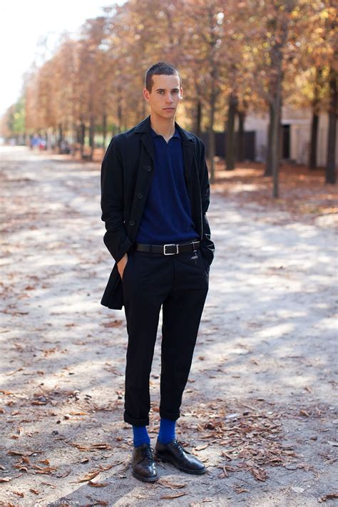 Pin by Veron Werona on fashion. street style | Black pants men, Navy ...