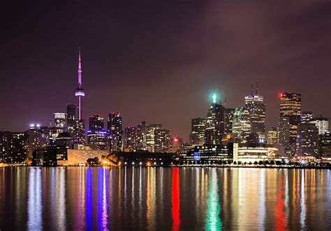 HD wallpaper: panoramic photography of city skyline at night, Purple ...