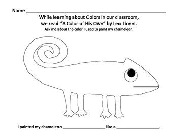 "A Color of His Own" by Leo Lionni- Chameleon Painting Activity | Leo ...