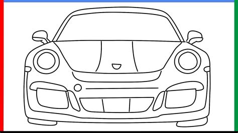 How to draw Porsche 911 GT3 from front step by step for beginners - YouTube