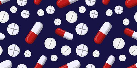 Seamless vector pattern of Red and white Capsule pill and a white pills ...