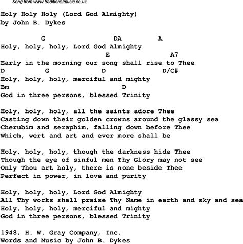 Holy Holy Holy 1 - Christian Gospel Song Lyrics and Chords