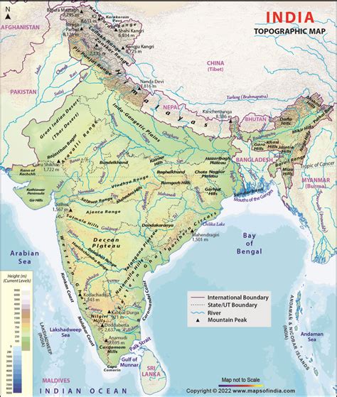 Topographic Map of India