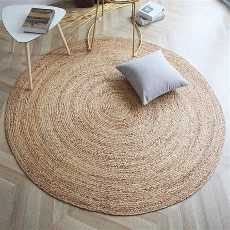 Boho Round Natural Jute Sisal Braided Rug - 6Ft. Large - RoyalFurnish.com