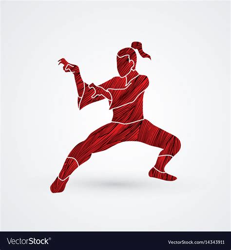 Kung fu fighting tiger action graphic Royalty Free Vector