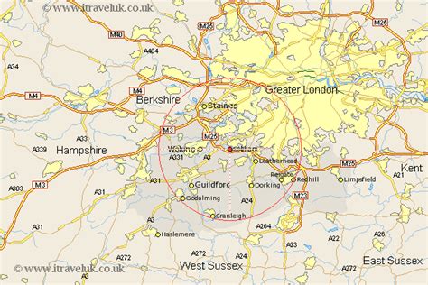 Church Cobham Map - Street and Road Maps of Surrey England UK